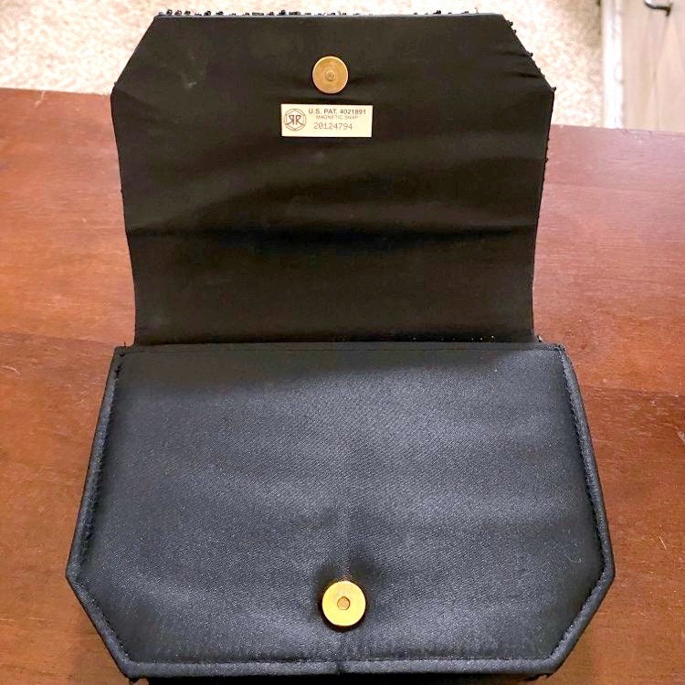 パシオーネ　ツィードジレ　ブラック38 2025SS 新品未使用 Vintage Black Beaded Evening Purse Clutch Handbag - Patent 4021891