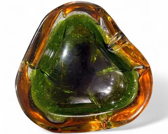 MCM 1960s Murano Glass Ashtray Geode Pear Shaped Dish