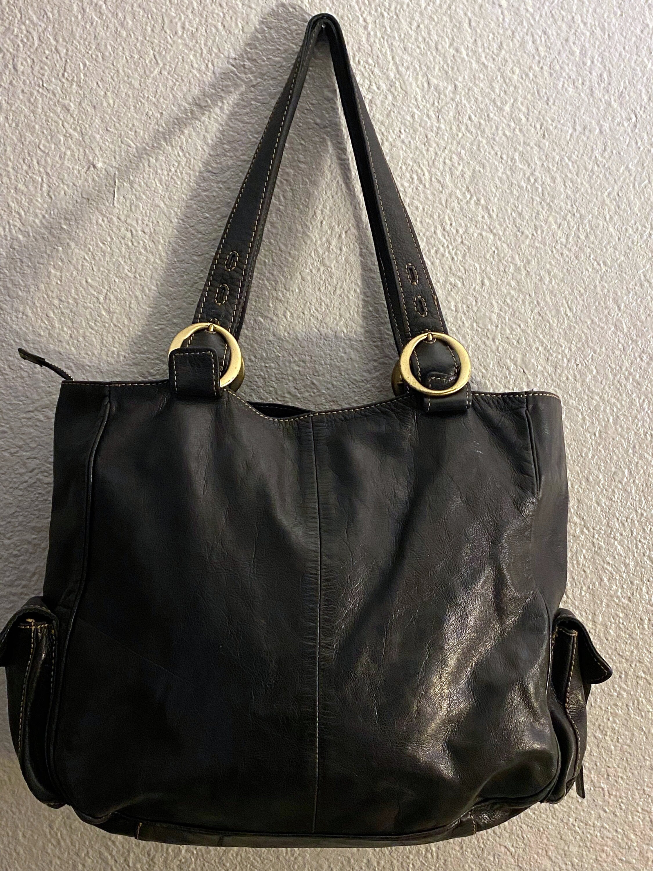 Sac à Main Francesco Biasia En Cuir Noir - Taille Moyenne - Occasion Bon état