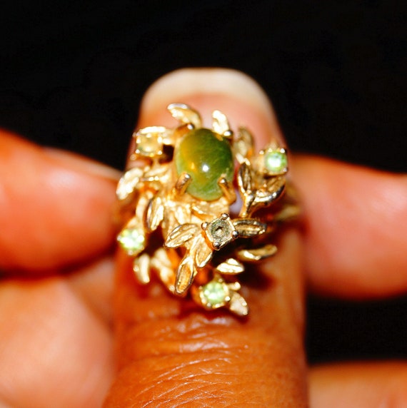 Vintage Jade Gold RING 18K HGE