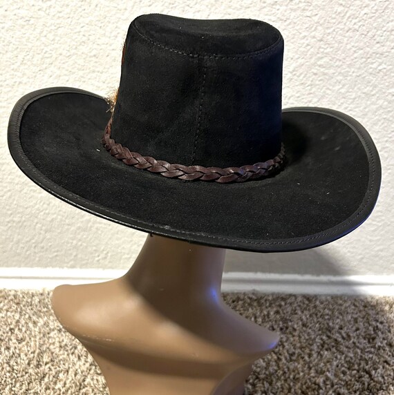 Vintage Winfield Cover Co Leather Cowboy Hat Blac… - image 4