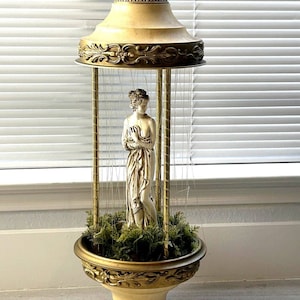 Vintage MCM Goddess Rain Oil Hanging Lamp Light Works Wiring damaged