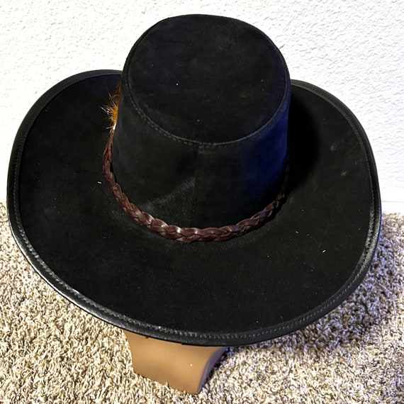 Vintage Winfield Cover Co Leather Cowboy Hat Blac… - image 2