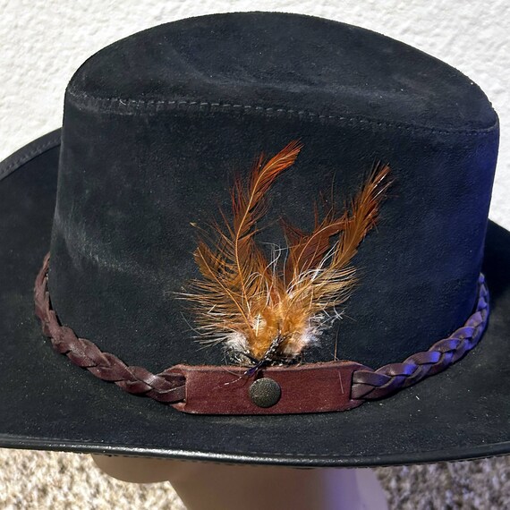 Vintage Winfield Cover Co Leather Cowboy Hat Blac… - image 5