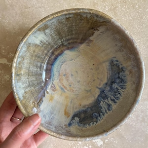 Handmade Ceramic Bowl With Foot Ring – Textured Glaze with Oceanic Flow Pattern | Wheel Thrown Stoneware