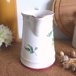 Charming French vintage KG LUNEVILLE / St Clément Old Strasbourg floral pitcher jug pink accents rustic farmhouse shabby chic image 3