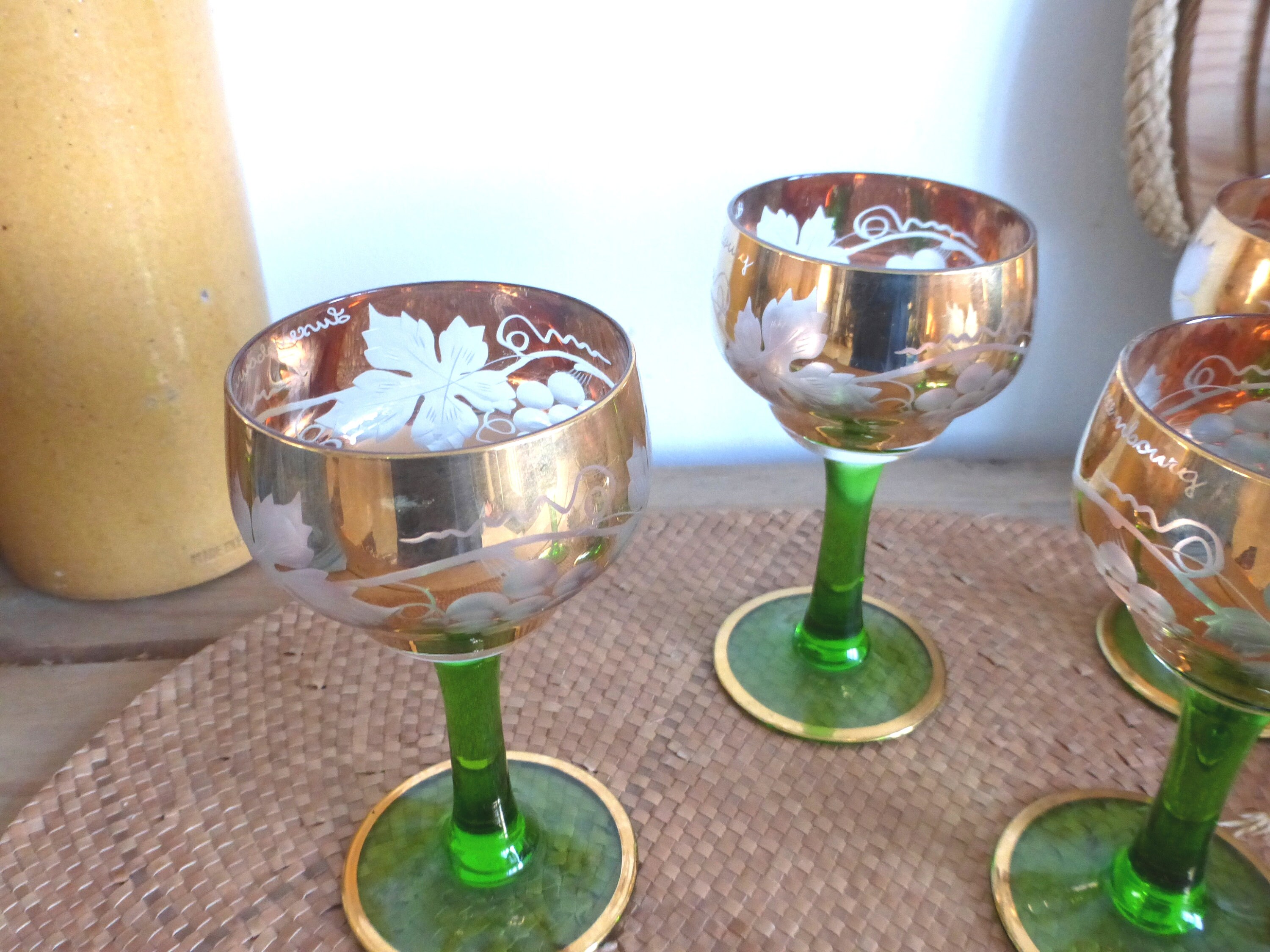 Six Stunning German Vintage ROEMER Wine Glasses With Gold Etsy