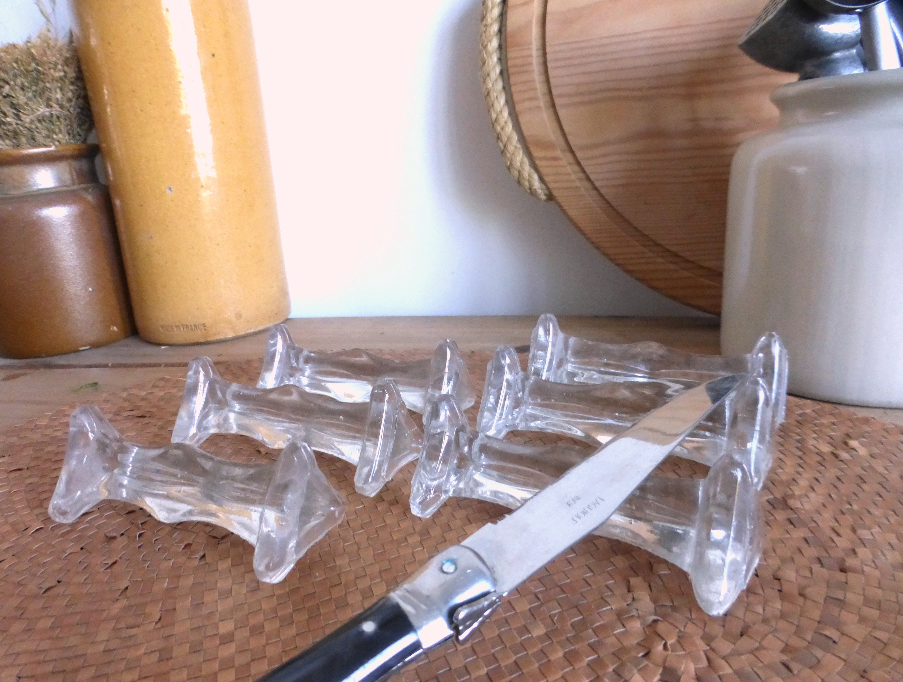 Elegant Vintage French Midcentury Cut Glass Knife & Fork Etsy