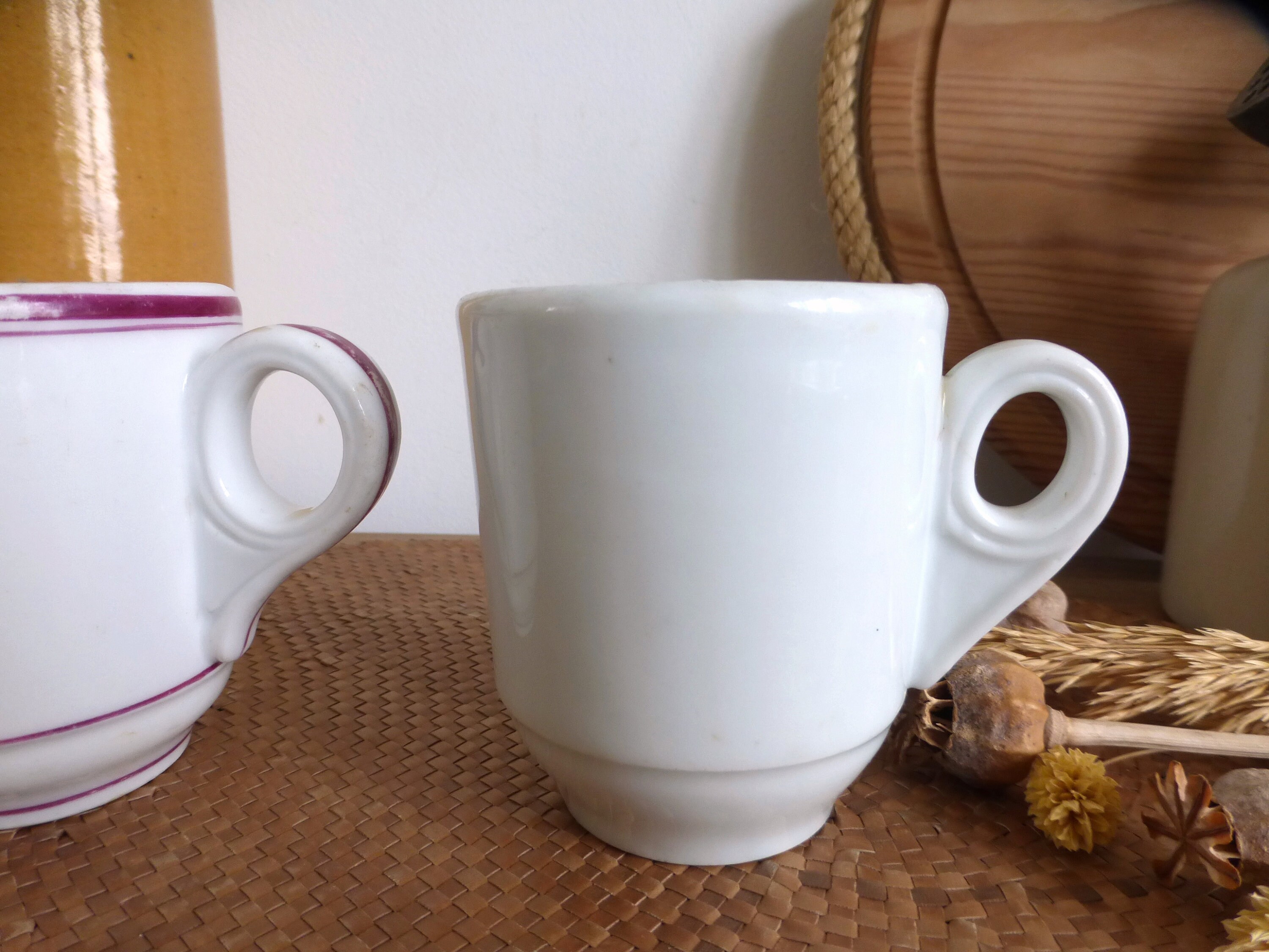 希少なフランス製アンティークのブリュロコーヒーカップ2個セット