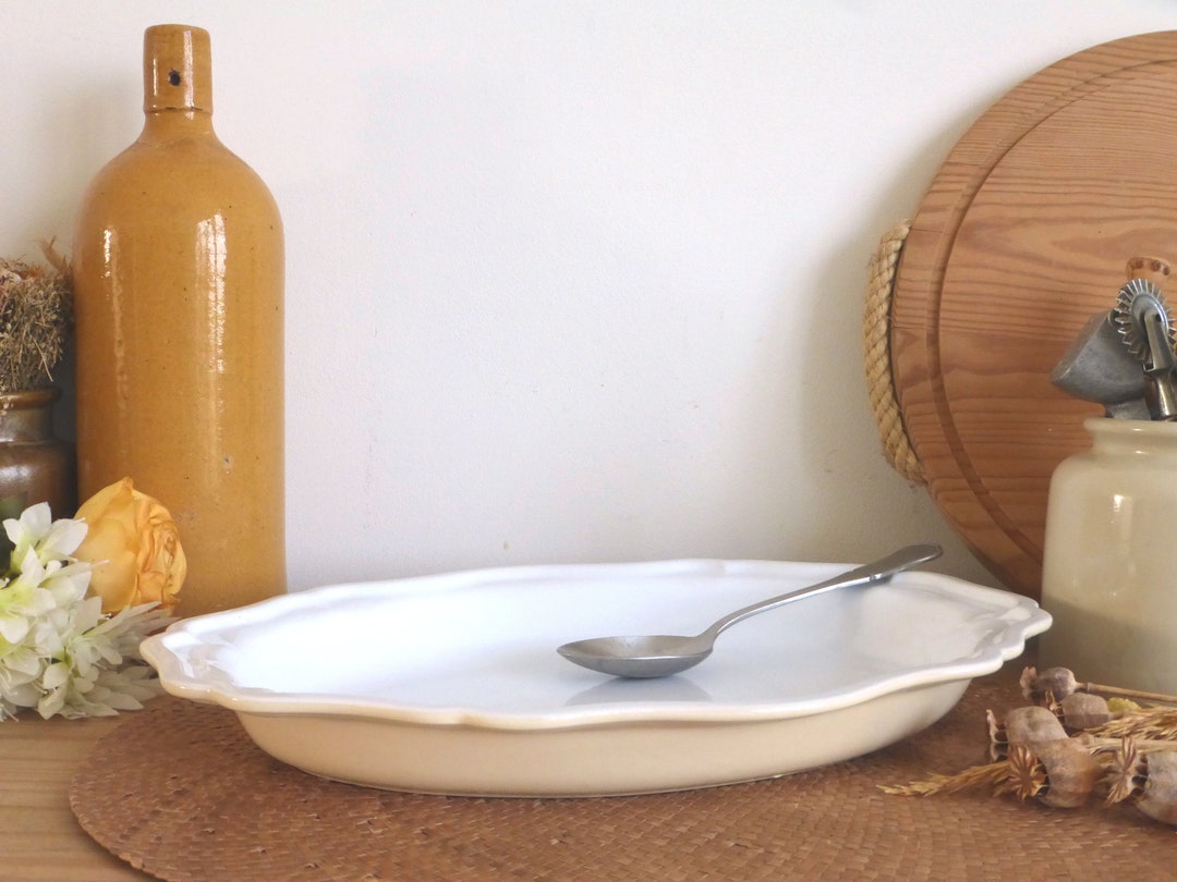 Lovely French Vintage EMILE HENRY Oval Cream & White Glazed Etsy