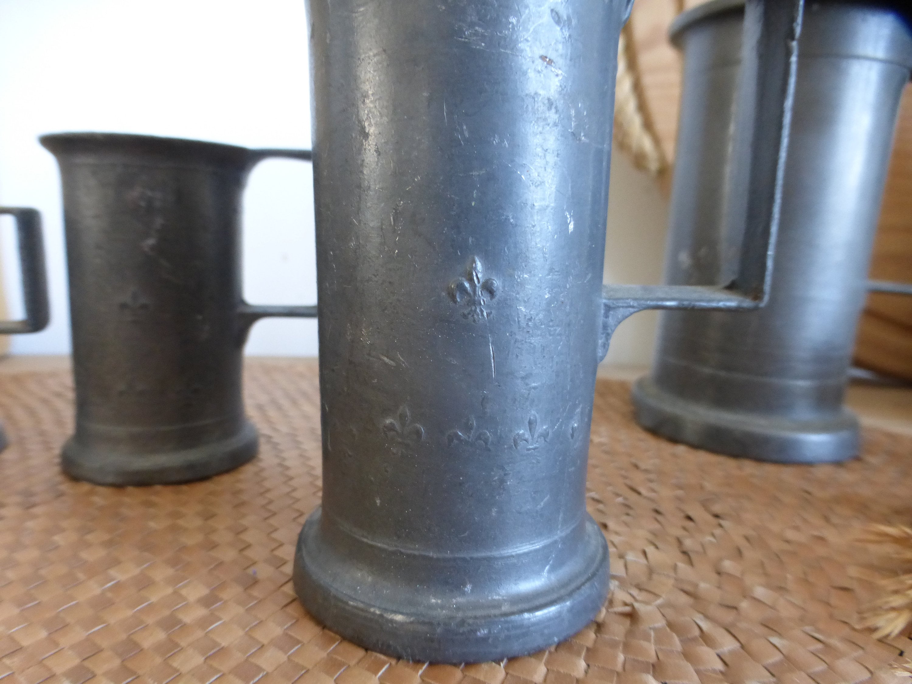 French Vintage Pewter Measuring Cups Measures Fleur De Lys Etsy Israel