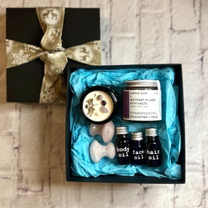Ultimate Natural Spa Set Skincare Routine Gua Sha Mushrooms Massage Self Care Ritual Candle Bath Salts Beauty Serum Luxury Pamper Gift Box
