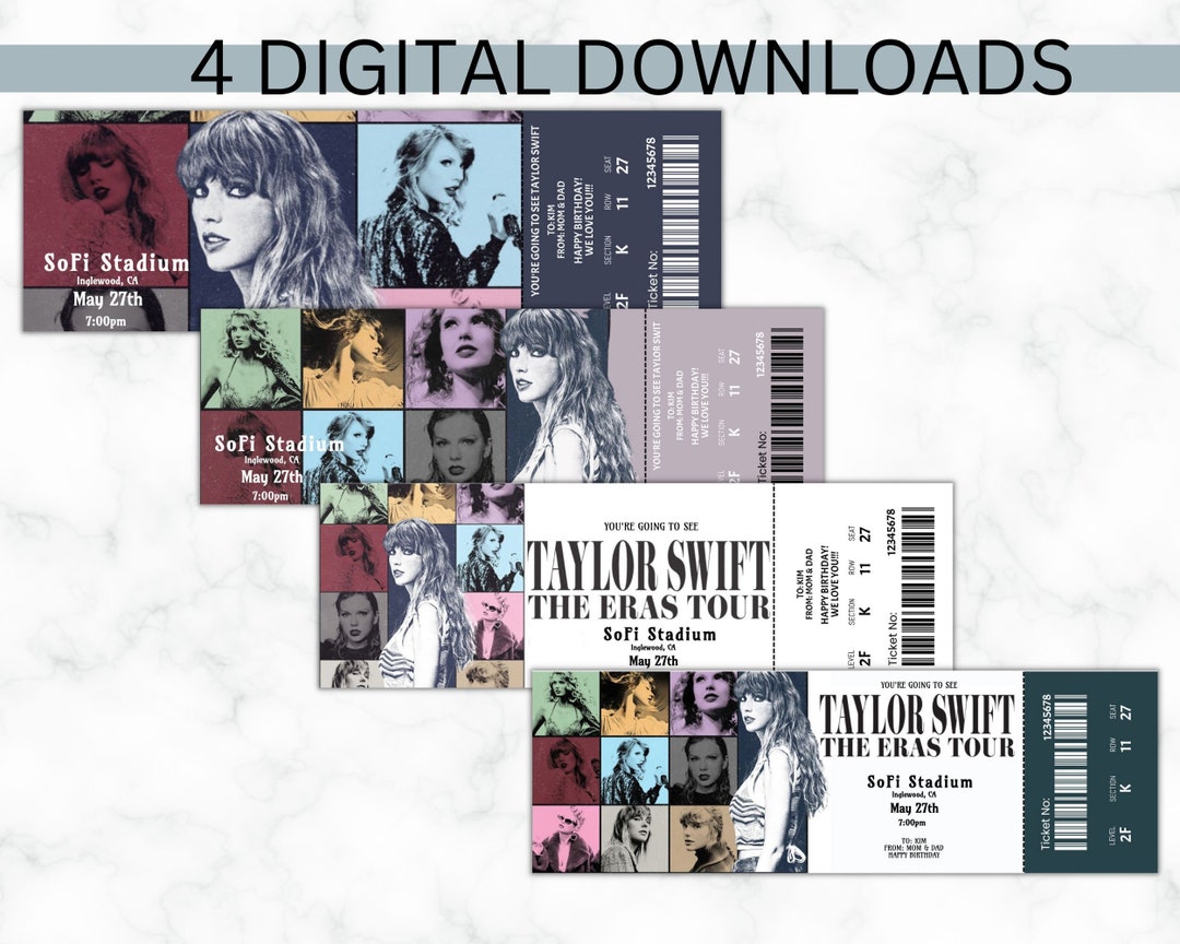 Editable Swift Eras Tour Ticket Template Concert Surprise Etsy