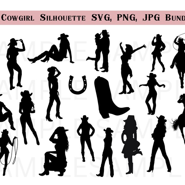 Cowgirl SVG Bundle, Cowgirl SVG,Cowboy Clipart, Cowboy Cut Files For Silhouette, Files for Cricut,cowboy Vector, Western Svg, PNG