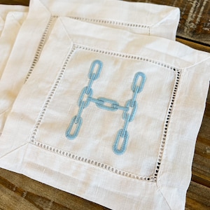 Personalized Initial Cocktail Napkins | Embroidered | Hostess | Housewarming | Engagement | Wedding | Gift