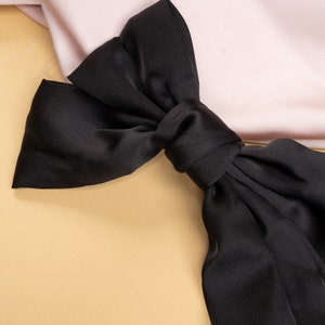 Black Silk Ribbon Hair Bow 