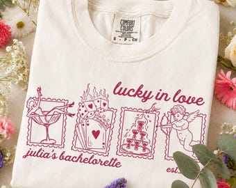 Lucky In Love Bachelorette Shirt, Personalized Bride Shirt, Las Vegas Bachelorette shirts Future Bride Shirt for bridal, Bridesmaid Gifts