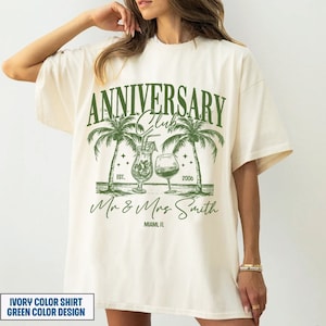 Personalized Anniversary Shirt, Couples Anniversary Beach Trip Shirt, Mr and Mrs Shirts, Custom Location Tee, Anniversary Vacation Shirts