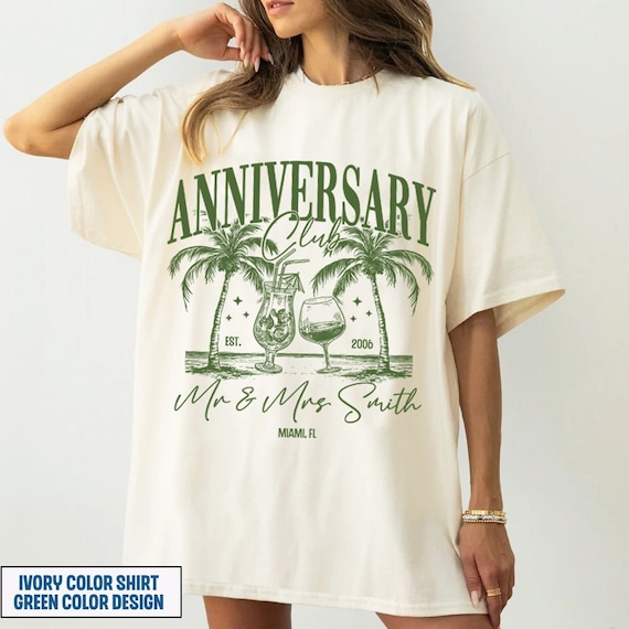 Personalized Anniversary Shirt, Couples Anniversary Beach Trip Shirt, Mr and Mrs Shirts, Custom Location Tee, Anniversary Vacation Shirts