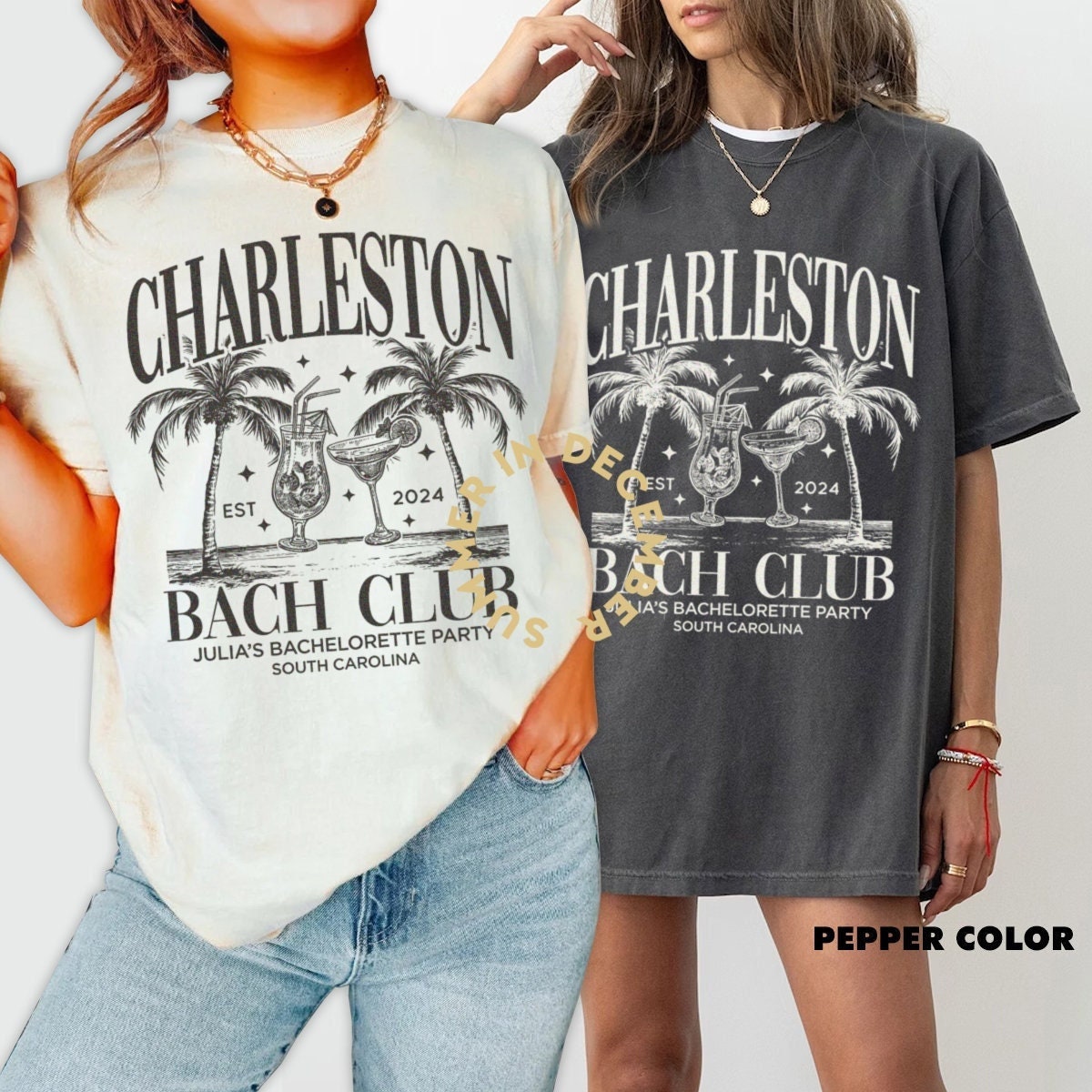 Custom Beach Bachelorette Party Shirts, Miami Bachelorette, Luxury Bach Club, Bridal Party Gift, Tulum, Charleston, Hawaii Bach party