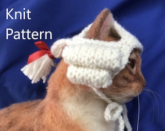 Powdered Wig Knit Pattern, Cat Hat Pattern, Pet Pattern