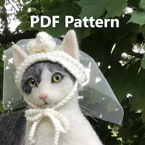 Wedding veil, wedding, hats for cats, crochet pet hat, cat hat patterns, patterns, crochet, pet crochet, cat costumes, pet costumes image 1