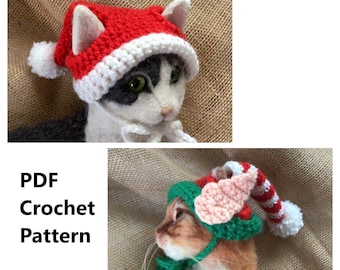 Crochet pattern, Elf pattern, Santa pattern, Oona Patterns, cat hat pattern, Xmas pattern, pet crochet pattern, Santa hat pattern, crochet