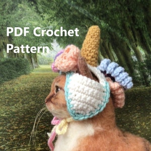 Unicorn, Unicorn pattern, cat hat pattern, Oona Patterns, pet hat pattern, crochet pattern, crochet, crochet for pets, pet costume