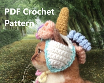 Unicorn, Unicorn pattern, cat hat pattern, Oona Patterns, pet hat pattern, crochet pattern, crochet, crochet for pets, pet costume