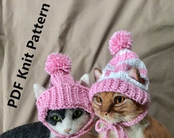 knit hat pattern, hats for cats, knit caps, beanie, cat hats, pet patterns, pet hats, hats, pet costume, cat costume, I love cats, cats