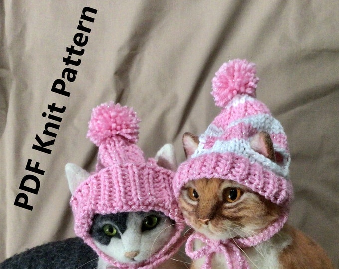 Cathat Knitting Pattern Aran Weight Knitted Hat Easy Knitting Pattern