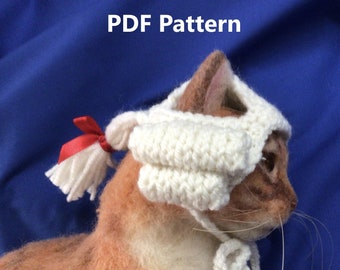 Powdered wig knit pattern, Cat hat pattern, pet pattern, historical wig, colonial wig, Oona Patterns, white wig pattern, knit pattern