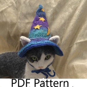 Wizard pet hat pattern, Patterns for pets, Oona Patterns, knit pattern, Patterns, Patterns for cats