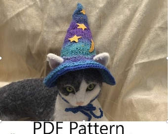 Wizard pet hat pattern, Patterns for pets, Oona Patterns, knit pattern, Patterns, Patterns for cats