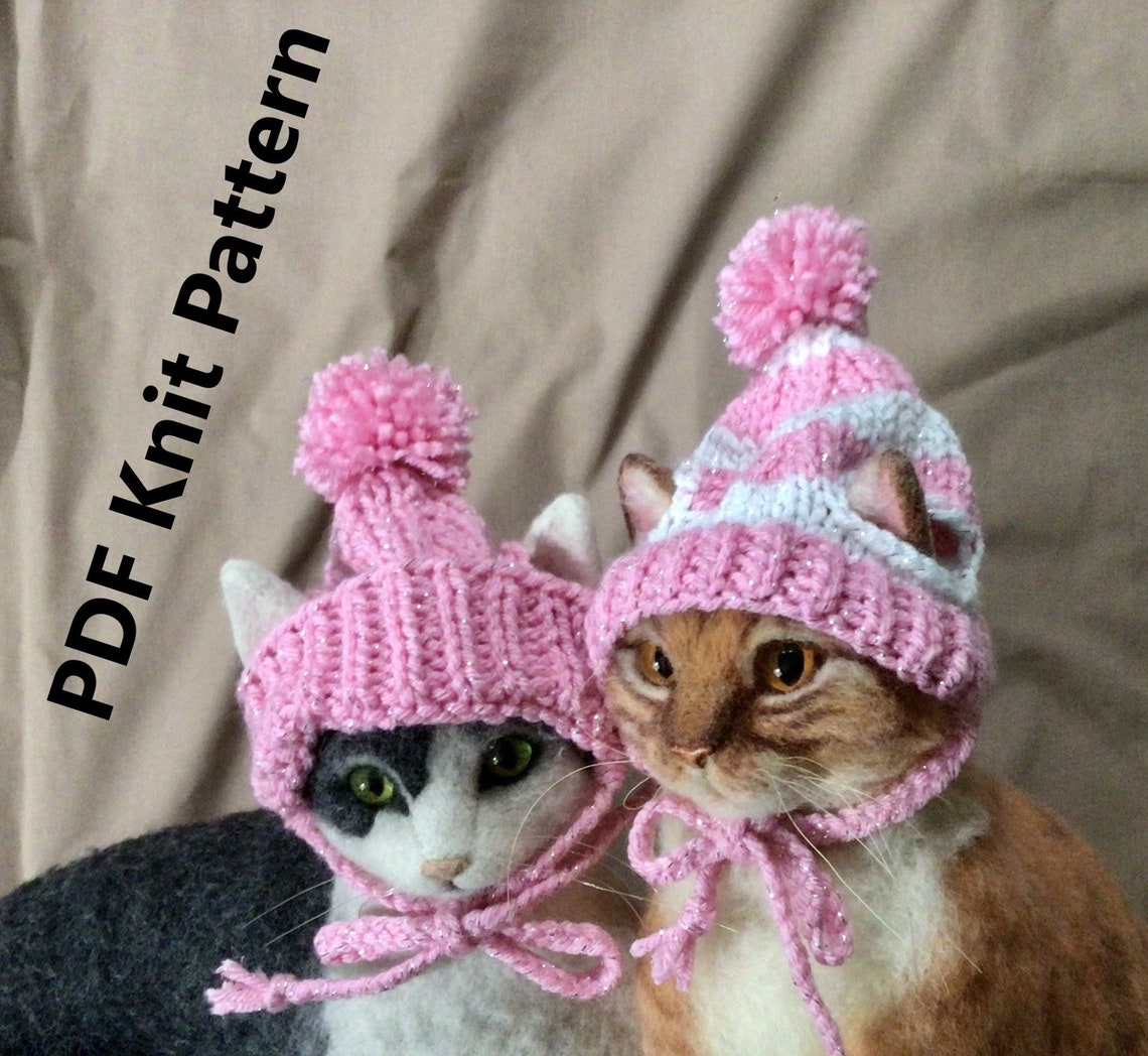 Knit Hat Pattern Hats for Cats Knit Caps Beanie Cat Hats Etsy