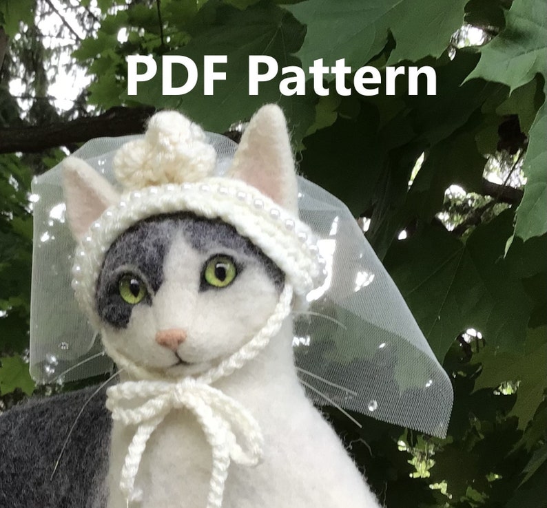 Wedding veil, wedding, hats for cats, crochet pet hat, cat hat patterns, patterns, crochet, pet crochet, cat costumes, pet costumes image 1