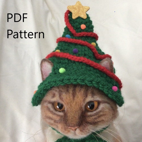 Patrón de crochet de árbol de Navidad en PDF, patrón en PDF, patrón de gorro de gato, patrón de gorro de animal, patrones Oona, patrones de gato en crochet, patrones de gorro de gato