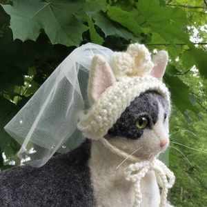 Wedding veil, wedding, hats for cats, crochet pet hat, cat hat patterns, patterns, crochet, pet crochet, cat costumes, pet costumes image 2