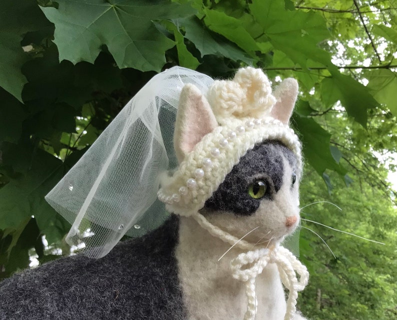 Wedding veil, wedding, hats for cats, crochet pet hat, cat hat patterns, patterns, crochet, pet crochet, cat costumes, pet costumes image 2