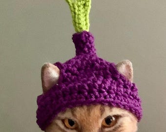 Vegetable hat for cats, purple onion, hats for cats, veggies, vegan hat