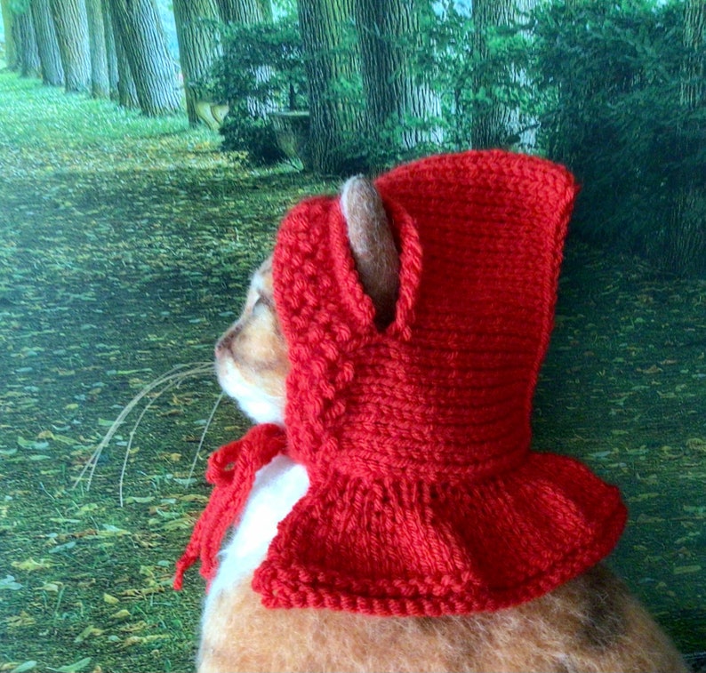 Cappuccetto Rosso lavorato a maglia, modello cappello da gatto, modelli Oona, modello lavorato a maglia, fiabe di Grimm, modello cappello da compagnia, modello fiaba, maglia, modelli immagine 2