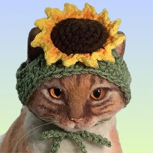 Sunflower hat for cats and small pets, hats for cats, pet hats
