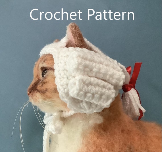 Powdered Wig Crochet Pattern, Cat Hat Pattern, Pet Pattern