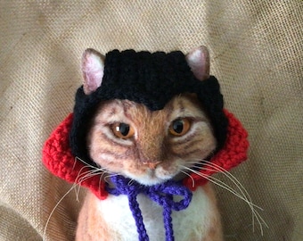 Dracula, Halloween, hats for cats, vampire hat, pet costumes, cat costumes, cats, hats for pets, monster hat, crochet hat, pet hat