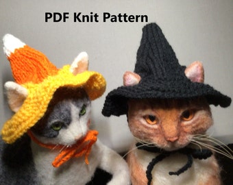 Hexenhut Strickmuster, Candy corn Strickmuster, Halloween, Haustier Hut Muster, Katzenhut Muster, Katzenhut Muster, Oona Patterns, Candy corn