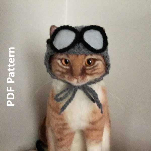 Aviator hat pattern, PDF pattern, Oona Patterns, Hats for cats, Cat hat pattern, animal hat pattern, crochet pattern, cat crochet, cat hats