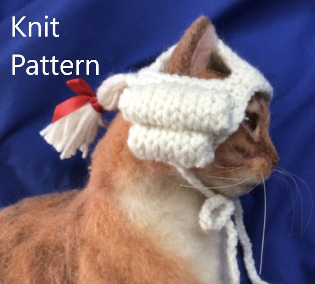 Powdered Wig Knit Pattern, Cat Hat Pattern, Pet Pattern