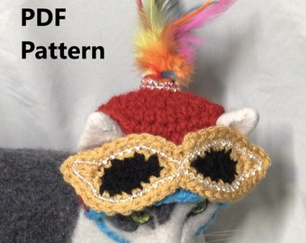 Mardi Gras hat for pets, Mardi Gras mask, pet hat patterns, crochet pattern