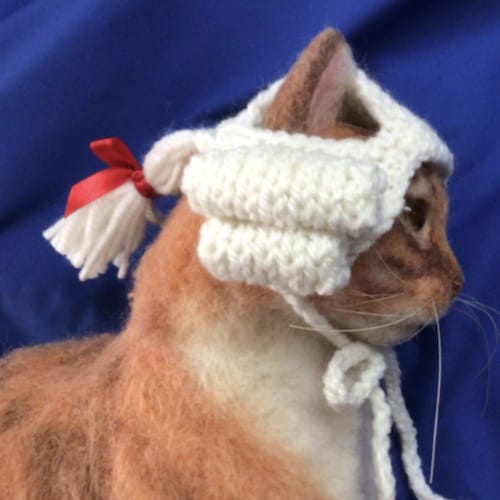 Powdered Wig Knit Pattern, Cat Hat Pattern, Pet Pattern