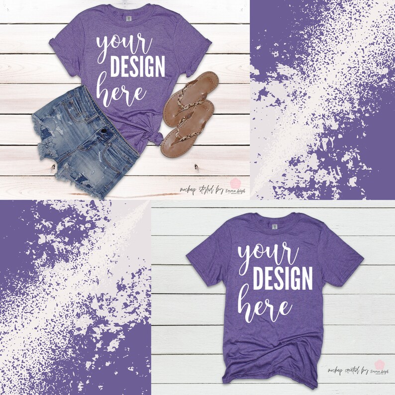 Download Gildan Softstyle 6400 Mockup Heather Purple Sublimation Blank Etsy